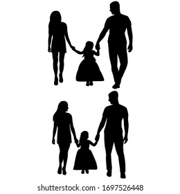 white background black silhouette family