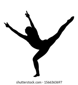 white background, black silhouette girl gymnast, acrobatics