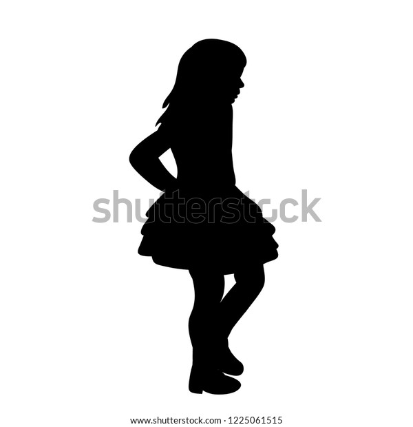 White Background Black Silhouette Girl Skirt Stock Vector (Royalty Free ...