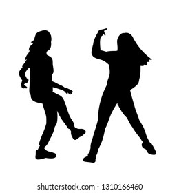  white background, black silhouette people dancing