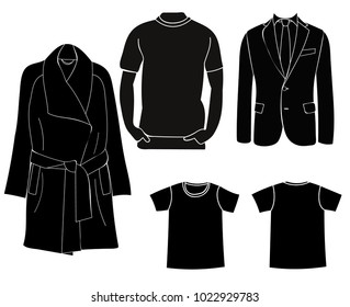  white background black silhouette set of clothes