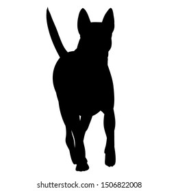 white background, black silhouette of a walking dog
