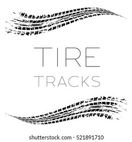 White background with black tire tracks and sample text