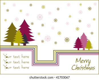 white background with bloom and colorful xmas tree