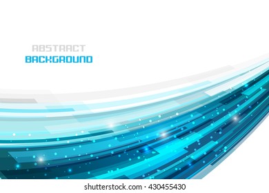 White background with blue abstract technology pattern and glitter. Editable vector illustration.