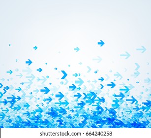 White background with blue arrows pattern. Vector paper illustration.