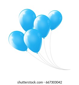 White background with blue balloons, glossy balloons