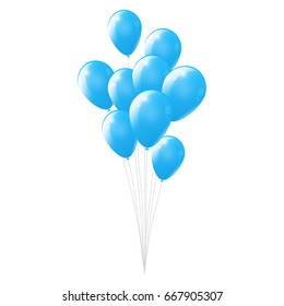 White Background Blue Balloons Glossy Balloons Stock Vector (Royalty ...