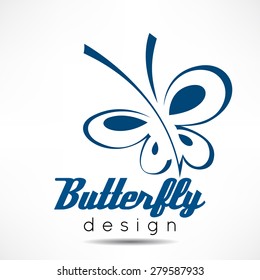 White background with blue butterfly