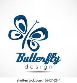 White background with blue butterfly