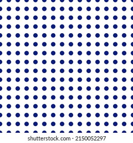 Fondo blanco con puntos azules. Papel pintado, rayado, papel de envoltura, tela. Archivo vectorial editable.