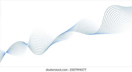 Fondo blanco con líneas de onda dinámica azul 