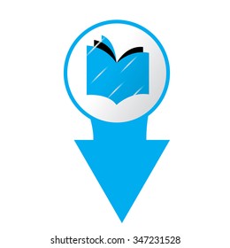 White background with a blue e-book icon