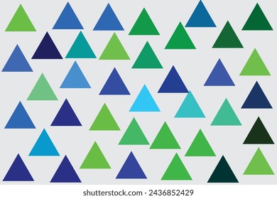 fondo blanco con triángulos verdes azules