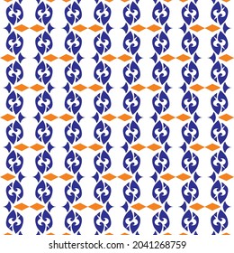 white background with blue and orange shape pattern