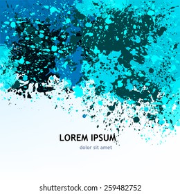 White background with blue paint spots. vector