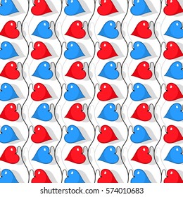 white background with blue and red hearts