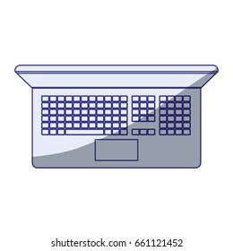 white background with blue shading silhouette of laptop computer in top view vector illustration