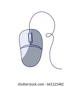 white background with blue shading silhouette of computer mouse vector illustration