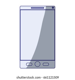 white background with blue shading silhouette of smartphone vector illustration