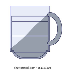 white background with blue shading silhouette of cup in closeup vector illustration