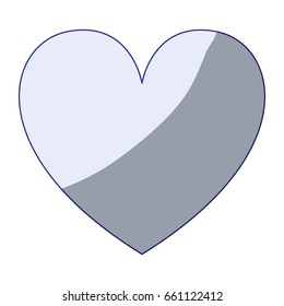 white background with blue shading silhouette of heart icon vector illustration
