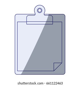 white background with blue shading silhouette of table notepad with sheet vector illustration