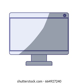white background with blue shading silhouette of lcd monitor vector illustration