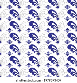 white background with blue and white shape pattern