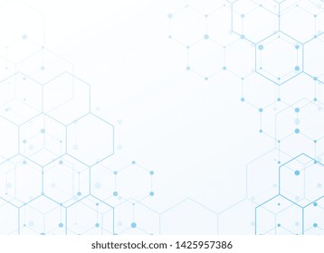 White Background With Blue Tech Hexagonal Pattern Design