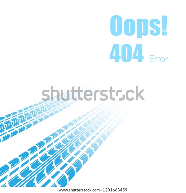White background with blue tire track path and 404\
error page sample