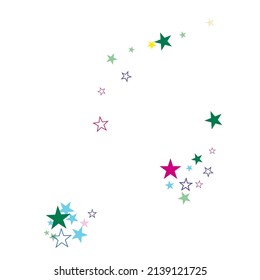 White background with blue, yellow and brown stars.  A falling star background.