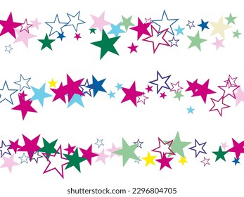 White background with blue, yellow and brown stars.  A falling star background.