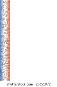 white background with a border in the french colors and food symbols