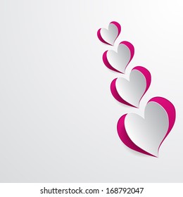 white background with a border of hearts