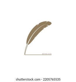 ilustración del logotipo de la pluma de plumas marrones de fondo blanco.