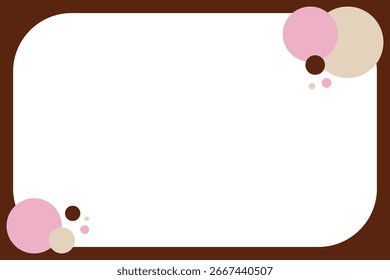 Fondo blanco con marco marrón y círculos pastel: diseño sin fisuras para fondos, Plantillas de presentación, Fondo de pantalla, papel de regalo y espacio de texto