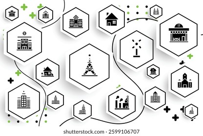 White background with building icon pattern, vector, eps10, editable.