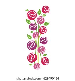 white background card with set of abstract roses vector illustration