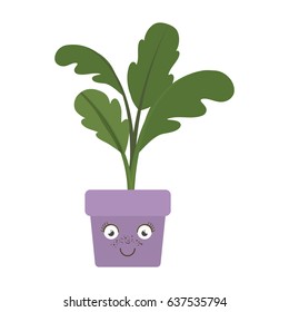 white background with caricature of beet plant in flower pot vector illustration