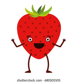 white background of caricature strawberry fruit vector illustration