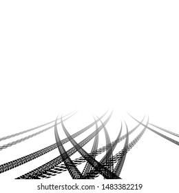White background with cars black tire track silhouettes
