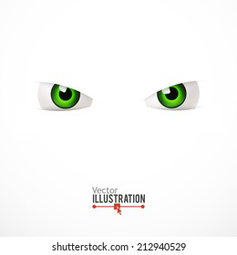 White background with cartoon eyes. Vector illustration.