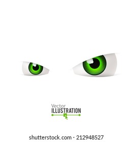 White background with cartoon eyes. Vector illustration.