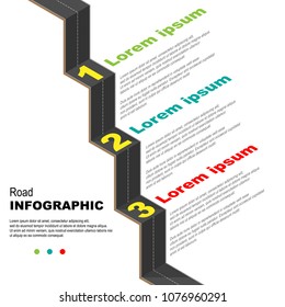 White Background With Cascade Black Road And Sample Infographic Text