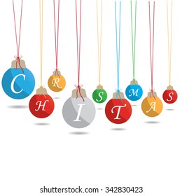 White background with a lot of christmas balls with text