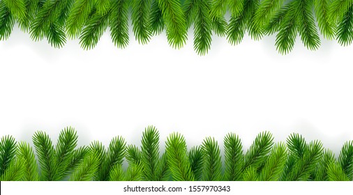 White background with Christmas tree branches around the edges.
Isolated over white background. Great for New Year banners, cards, posters.