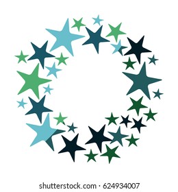 white background with circle formed by stars with middle shadow vector illustration