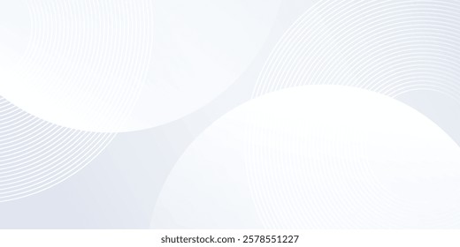White background with white circle lines background. Digital future technology concept modern simple
