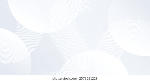 White background with white circle lines background. Digital future technology concept modern simple abstract